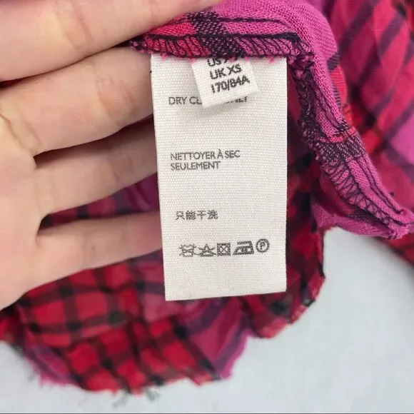 Free People Distressed Plaid Shacket Top NWT - Picture 6 of 10